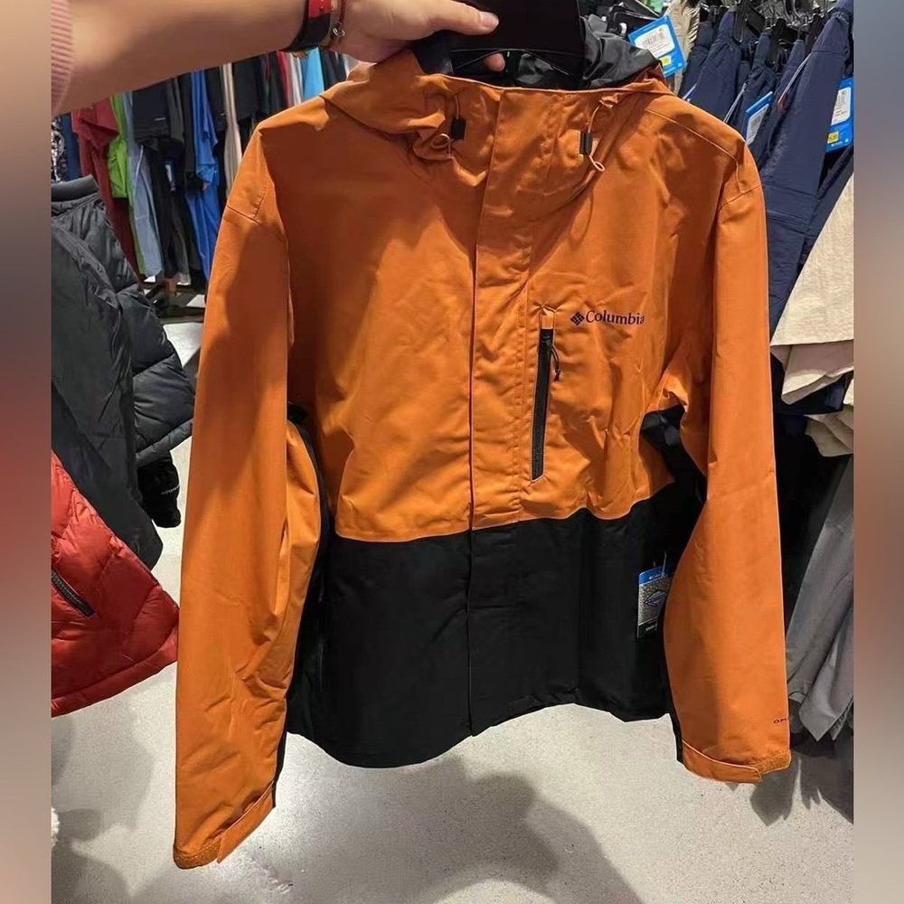 Brand New! Columbias Men Orange And Black Jacket!